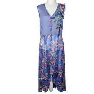 Aratta Silent Journey Small Floral Embroidered Maxi Dress Boho Chic Flowy READ